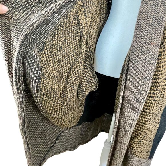 Alembika Wool Blend Long Open Cardigan Jacket Coat Brown Black Size 3/XL Israel - Picture 10 of 16